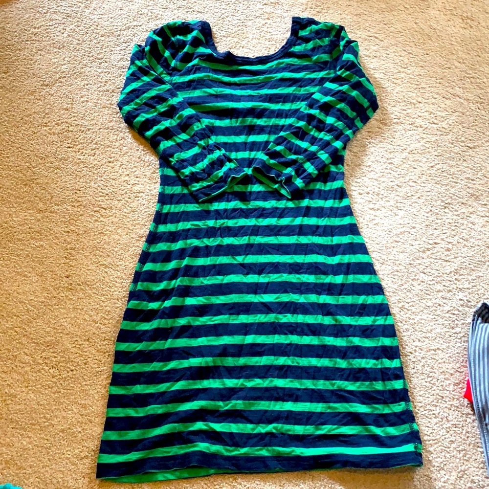 Navy and green striped shirt dress. Express size small